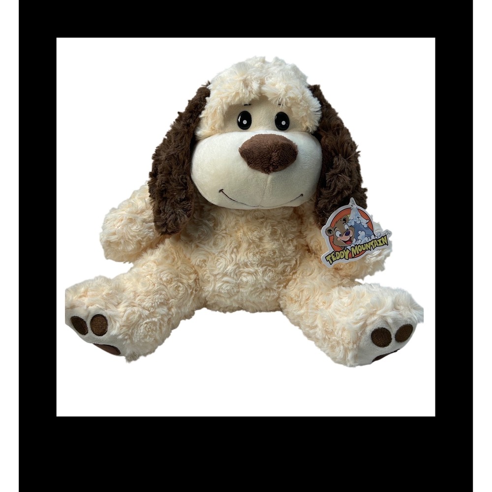 Teddy Mountain Buttons the Dog 16" Plush Cream Brown Puppy Stuffed Animal NWT